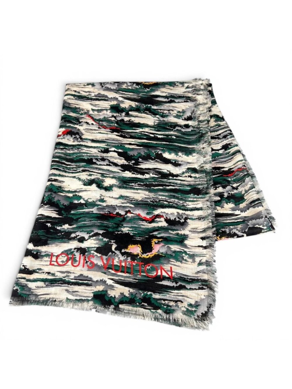 Louis Vuitton Ettor Storm Silk Cashmere Shawl Scarf